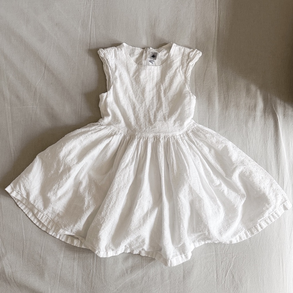 Petit Bateau Girls White Dress (6 YR)
